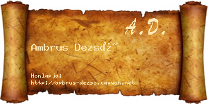 Ambrus Dezső névjegykártya